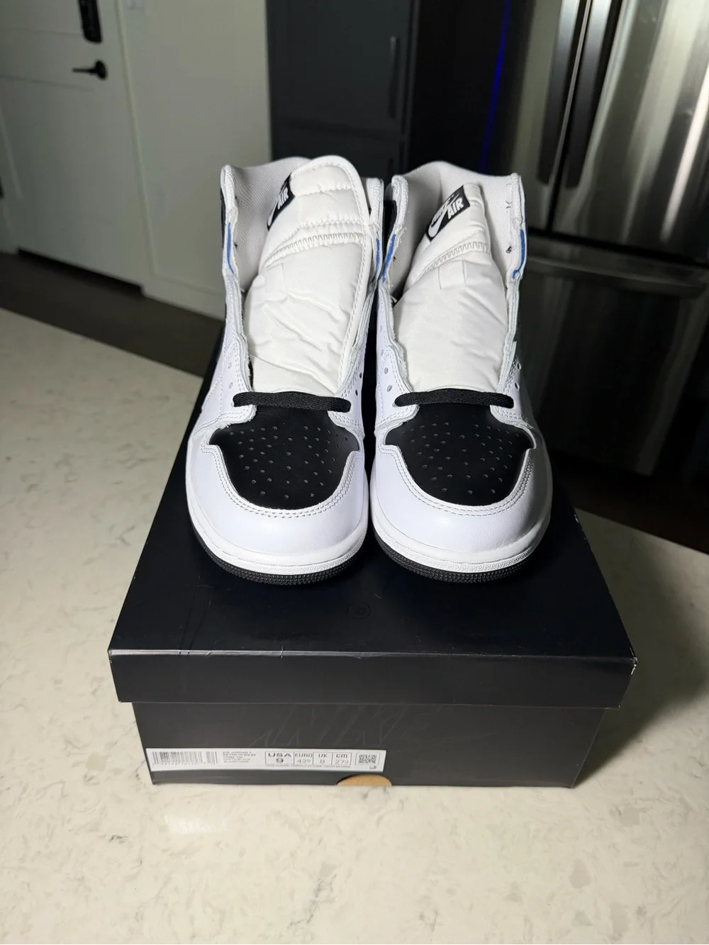 Air Jordan 1 Retro High-Top Sneaker in White and Black